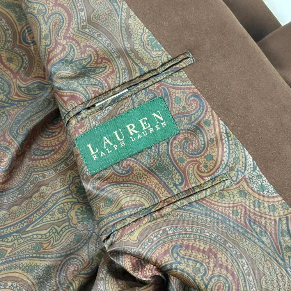 Lauren Ralph Lauren Sport Coat Men 42R Brown Faux Suede Two Button Blazer Jacket